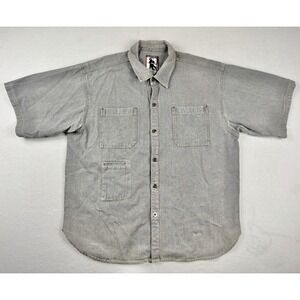Damani Dada Denim Gray Utility Workwear Button Up Shirt Men's 3XL Y2K Vintage